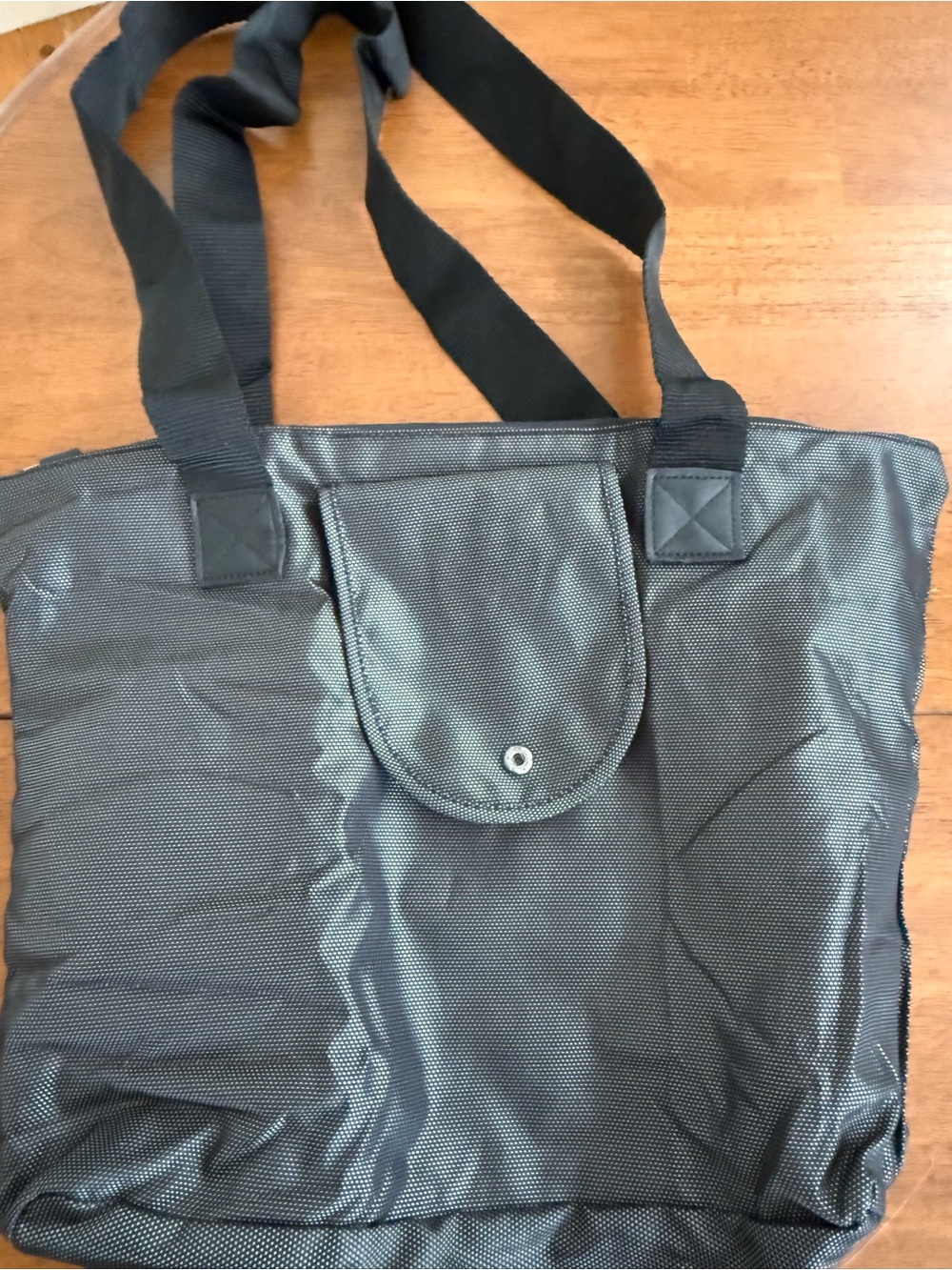 Black Nylon Tote with Interior Slip Pocket